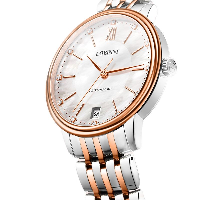 Luxury Watch Japan - ساعة LOBINNI للسيدات أوتوماتيكية ميكانيكية مرصعة