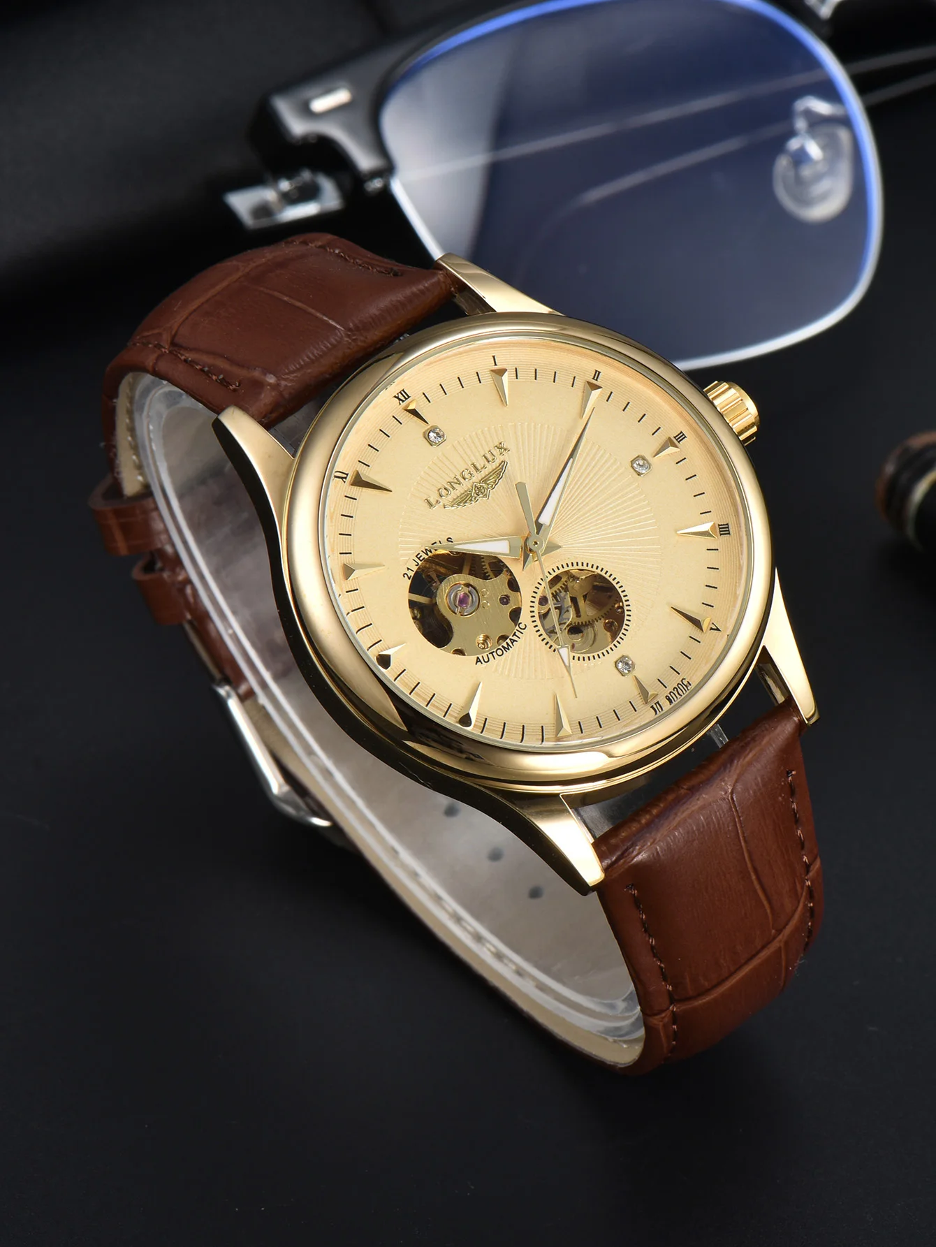 Luxury Watch Arabic - ساعة يد أوتوماتيكية أنيقة من LONGLUX،