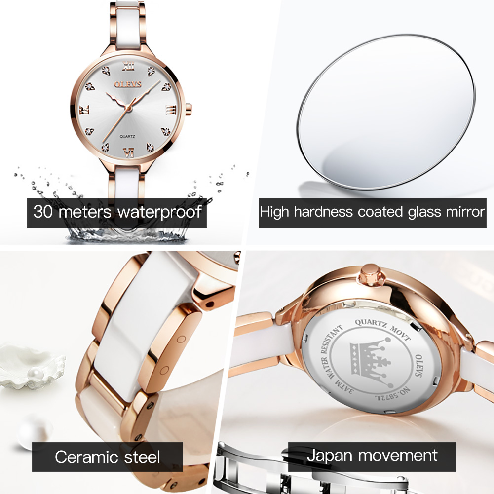 OLEVS فستان سيراميك ساعة نسائي - مراجعة Luxury Watch Japan وسعره